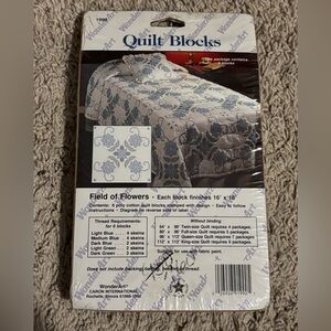 WonderArt Vintage Quilt Blocks 6 Stamped Field Of Flowers Quilt Blocks #1990